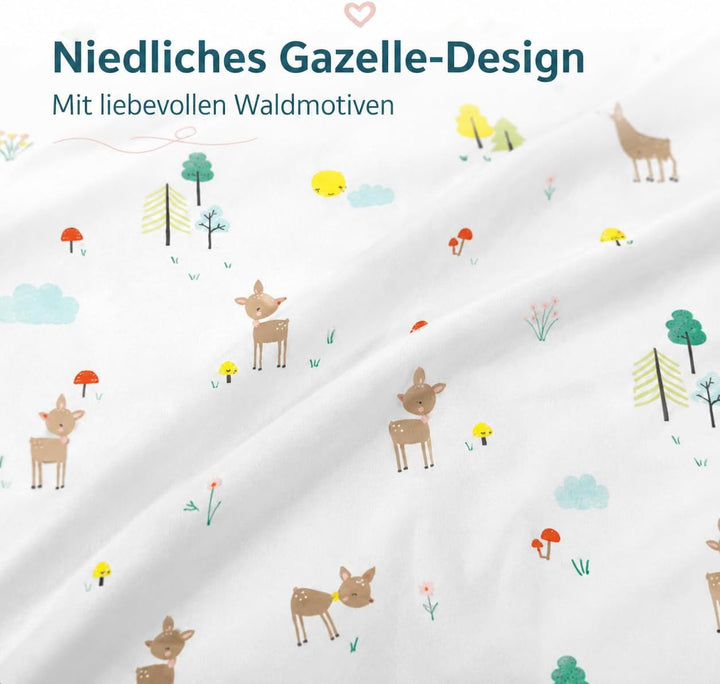 Wendbare Babybettwäsche-Sets (60 x 120 cm), 100 % Baumwolle, bestehend aus Bettbezug und Kissenbezug