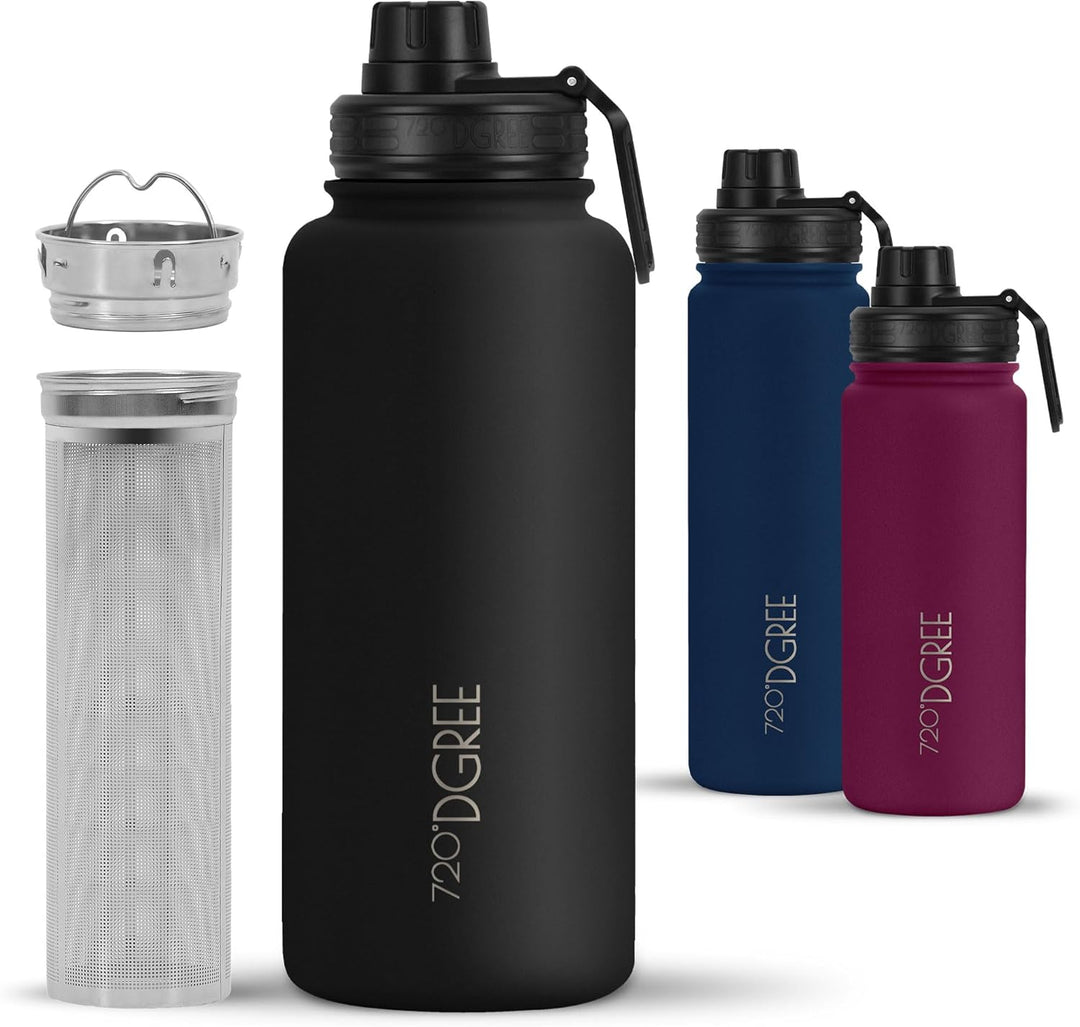 720°DGREE Edelstahl Thermo Trinkflasche 950ml “noLimit” +Früchtebehälter - Auslaufsicher, Kohlensäur