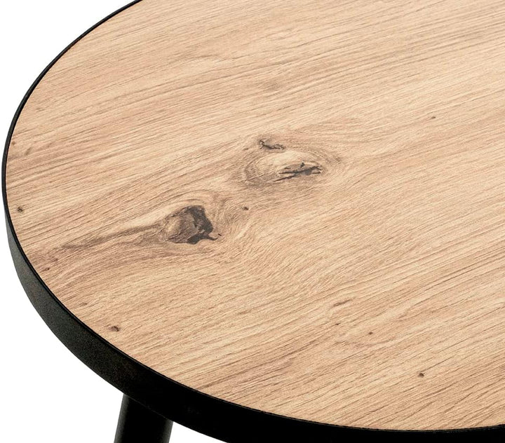 HAKU Möbel Beistelltisch, MDF, schwarz-eiche, Ø 40 x H 37 cm Ø 40 x H 37 Schwarz-eiche, Ø 40 x H 37