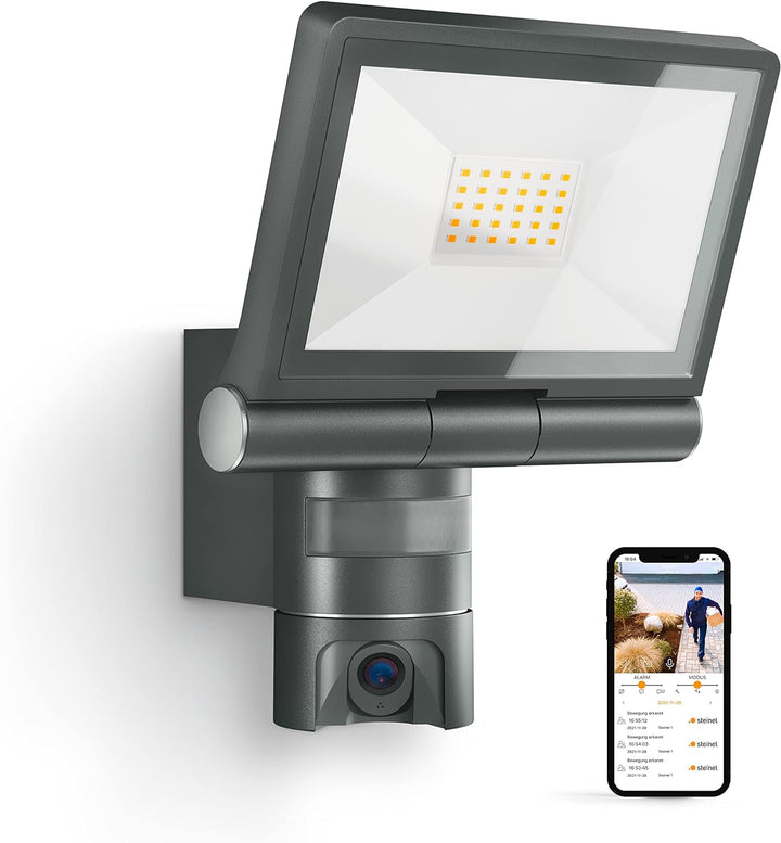 Steinel LED-Aussenprojektor mit XLED CAM 1 SC Überwachungskamera, Gegensprechanlage, 180°-Infrarot-B