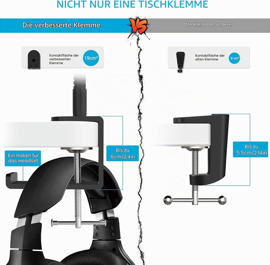 zealsound Mikrofon Arm Ständer,Verstellbarer Schwanenhals Mikrofonarm mit Microphone Clip, 3/8" auf