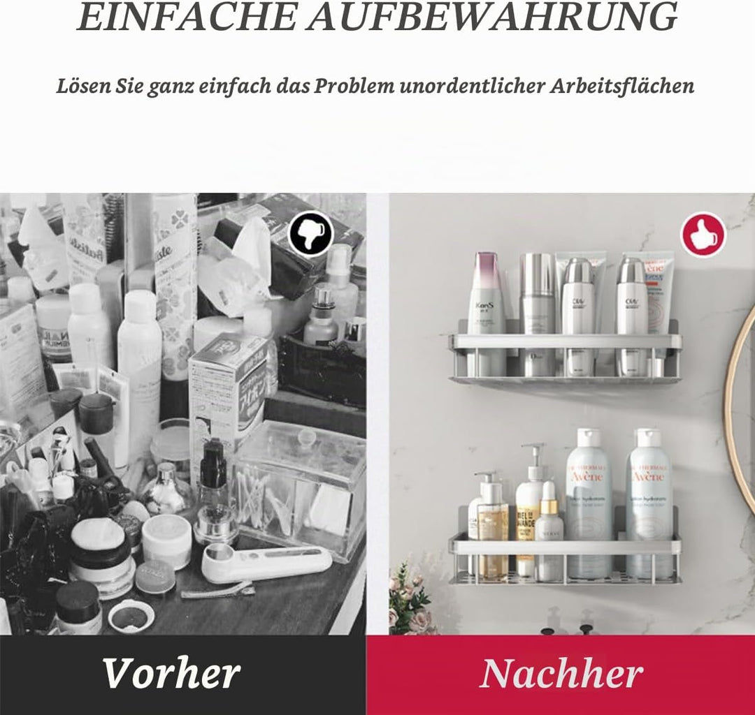 Duschablage Ohne Bohren, 2 Stück Badezimmer Regal, Badregal Bad Organizer Rostfrei Duschregal für Sh