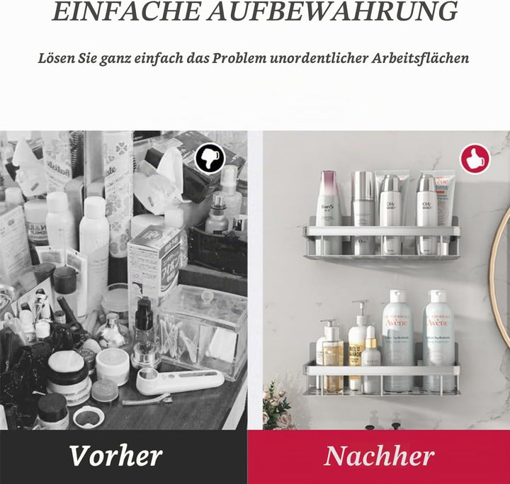 Duschablage Ohne Bohren, 2 Stück Badezimmer Regal, Badregal Bad Organizer Rostfrei Duschregal für Sh