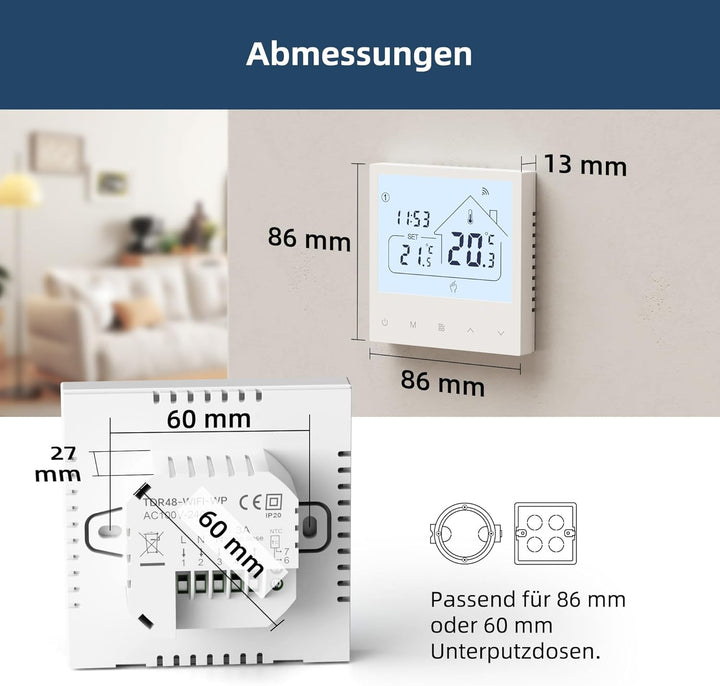Fussbodenheizung Thermostat Digital, Beok Smart WiFi Thermostate für Wasser Fussbodenheizung und Gas