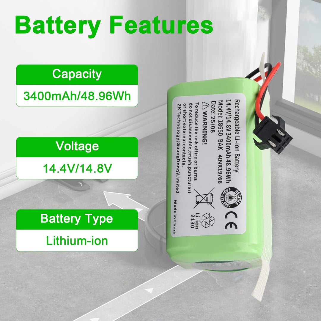3400mAh Ersatzbatterie Kompatibel mit Tikom L9000 L9000 Pro G8000, Yeedi K600 K650 K680 K700, Amarey