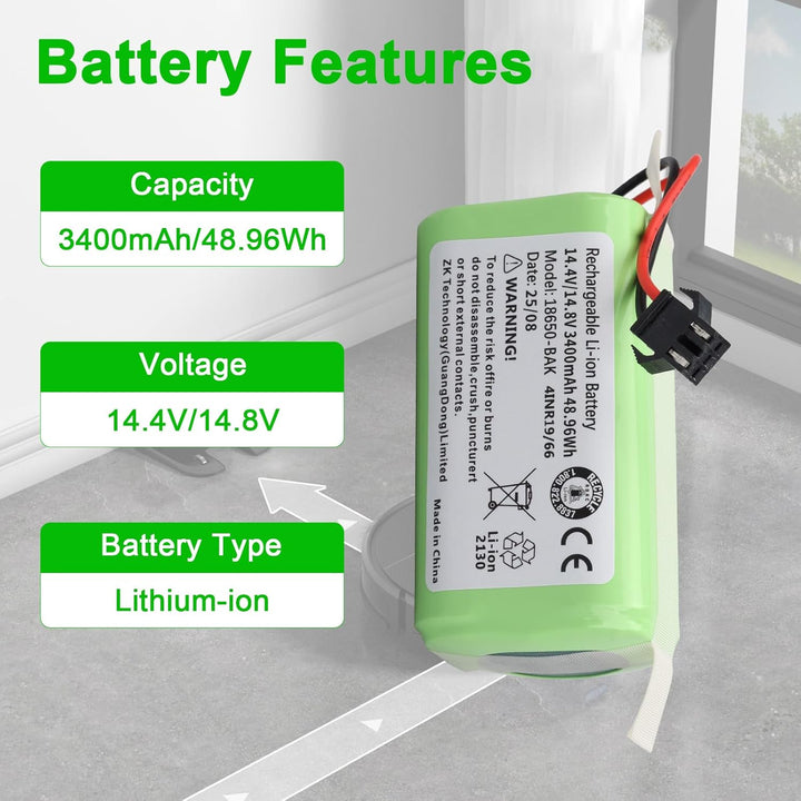 3400mAh Ersatzbatterie Kompatibel mit Tikom L9000 L9000 Pro G8000, Yeedi K600 K650 K680 K700, Amarey