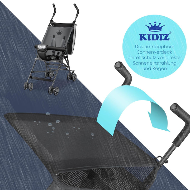 KIDIZ® Kinderwagen CITY Buggy Kinderbuggy klappbar Sportwagen Faltbar 360° 4-Zoll-Räder Inkl. Sonnen