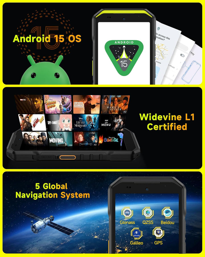 Ulefone Armor X32 Pro 5G Outdoor Smartphone 2025, 16GB+256GB/SD-2TB Android 14 mit Blendende Taschen
