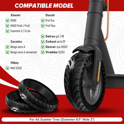 MaxAwe 2 Stück 8 1/2 x2 Vollgummireifen, E-Scooter Solid Reifen 8,5 Zoll mit Brecheisen, Elektroroll