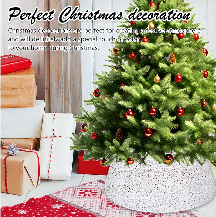 Weihnachtsbaumrock-Dekorationen, 60 cm Weihnachtsbaumrock Baumkragen Rot Glitzernd Weihnachtsbaum So