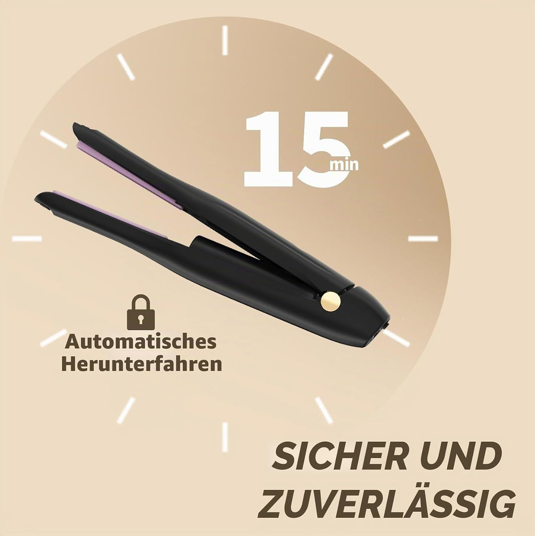 Schnurloser Haarglätter, Keramik Glätteisen Styling Clip, tragbarer Haarglätter und Lockenstab 2-in-