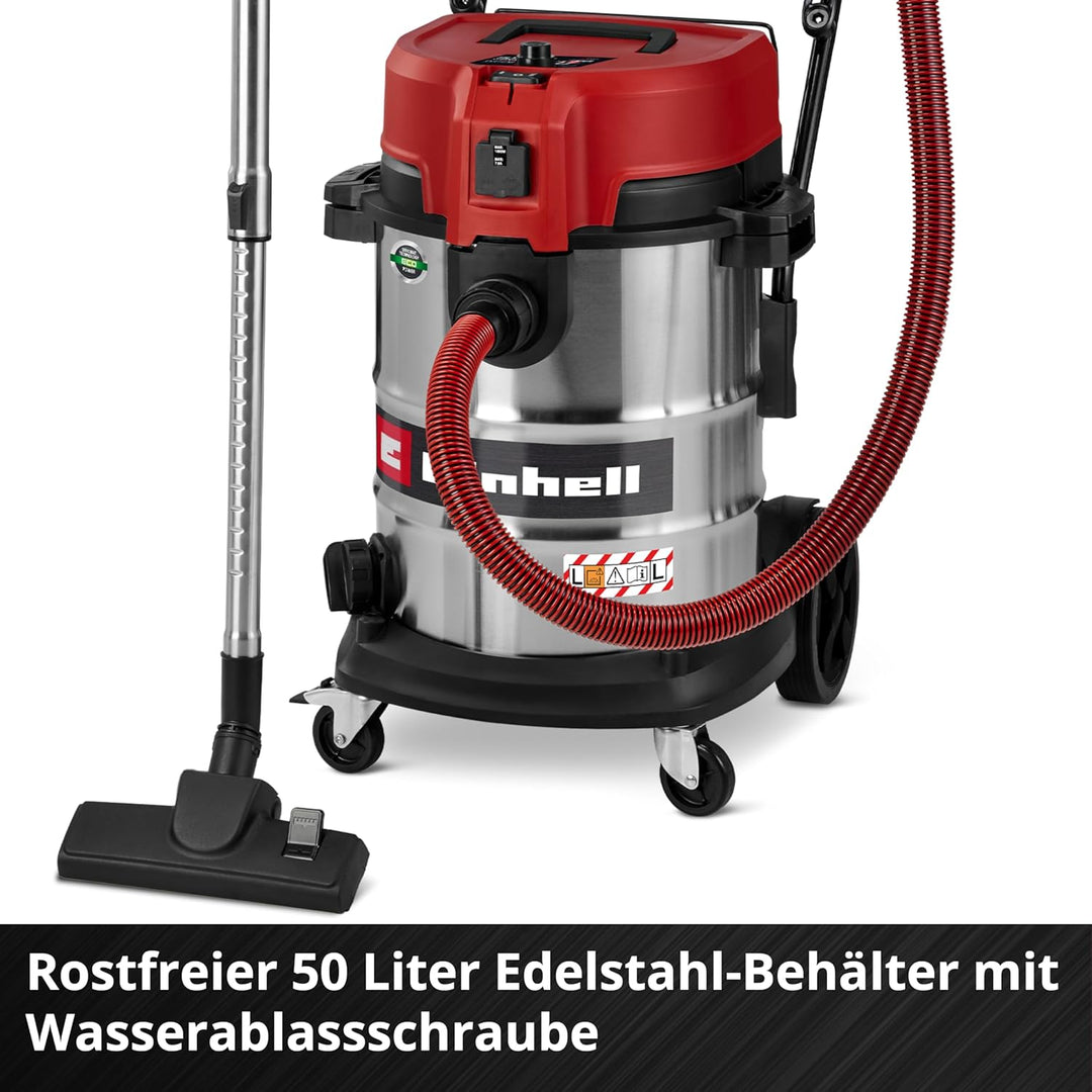 Einhell Nass-Trockensauger TE-VC 5090 SACL (1300 W, 230 mbar Saugleistung, 50 L Behälter, Staubschut