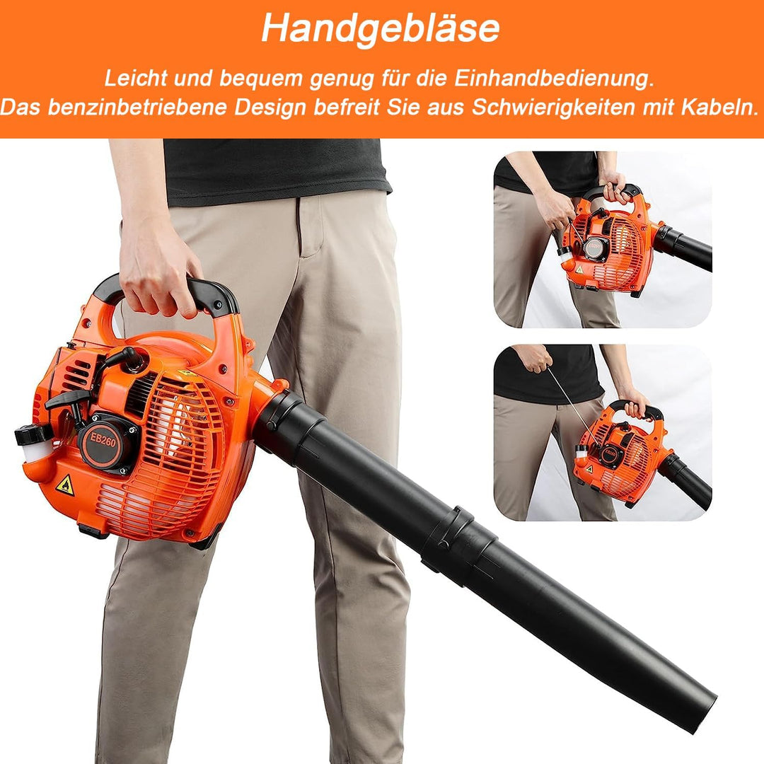Yirtree Benzin-Laubbläser,tragbar,leicht,leistungsstarker 2-Takt-Motor,26cc Handheld Blatt Gebläse,7