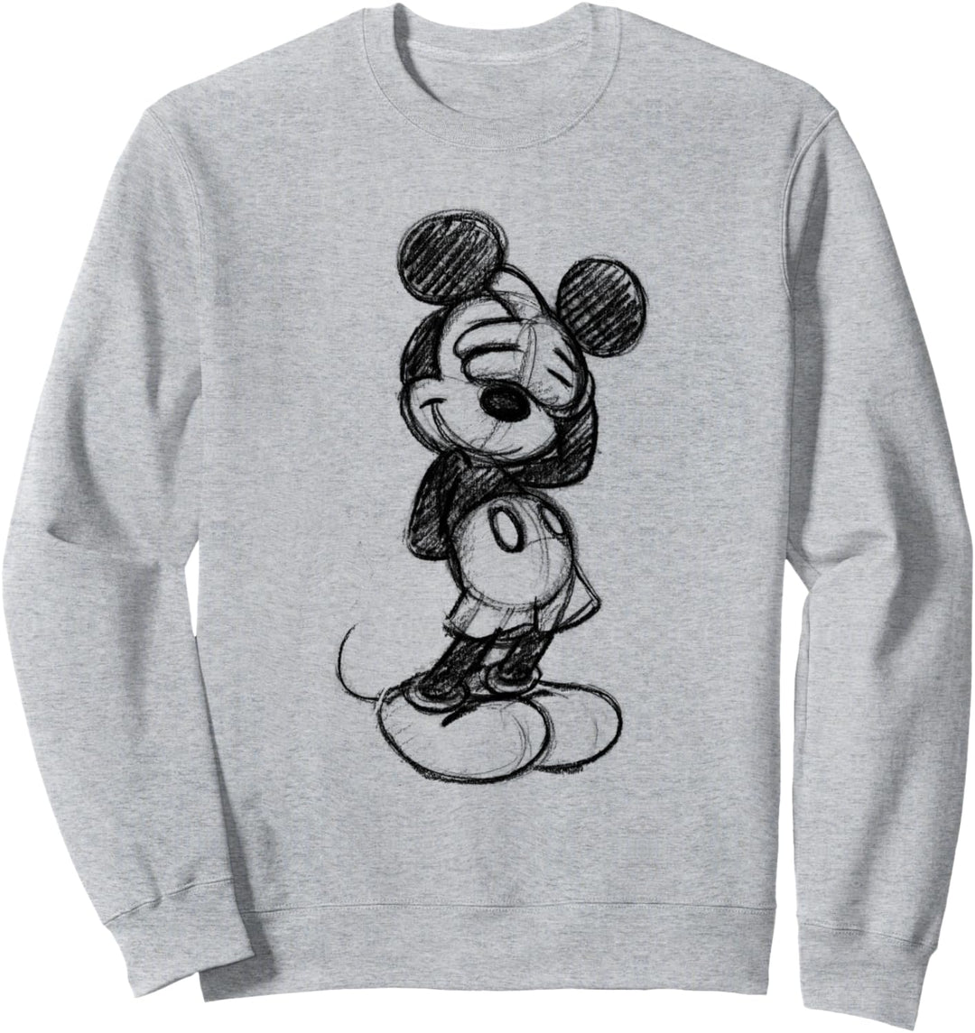 Disney Mickey Mouse Shy Sketch in Black Sweatshirt