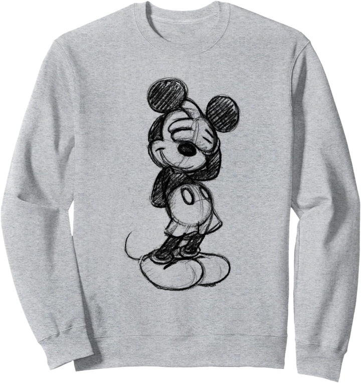 Disney Mickey Mouse Shy Sketch in Black Sweatshirt
