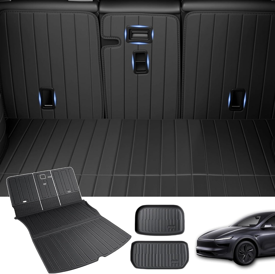 TOPABYTE Kofferraummatte für Tesla Model Y Juniper 2025–2026 Launch Edition Zubehör Rücksitzlehnenbe