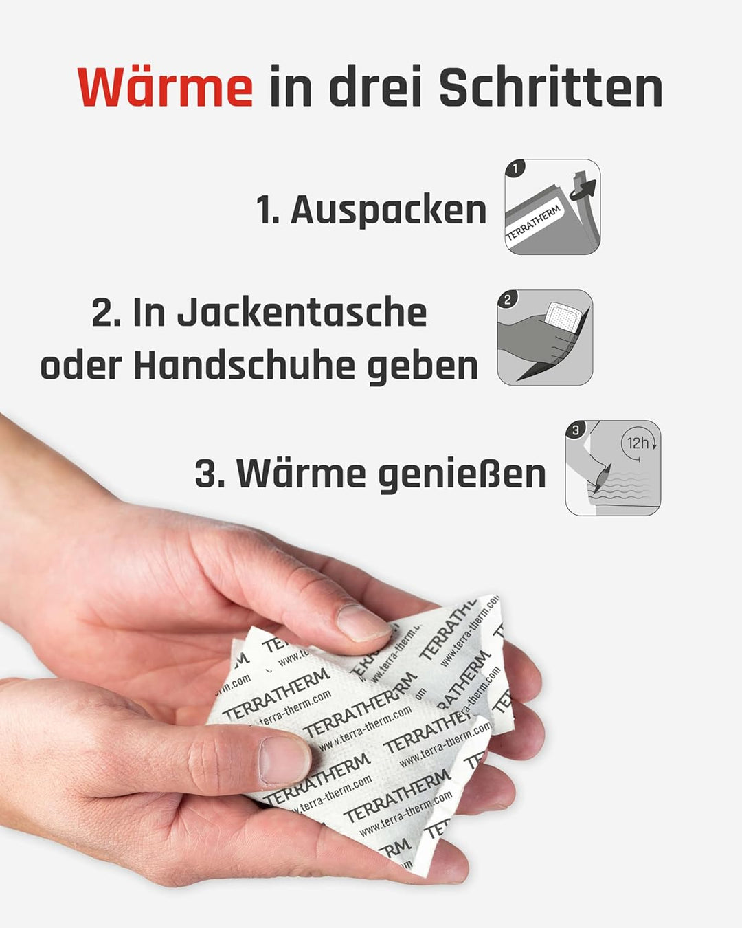 Handwärmer - 5, 10 oder 30 Paar - Taschenwärmer für 12h warme Hände, Fingerwärmer durch Luft aktivie