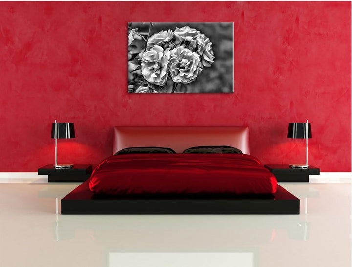 Pixxprint Weiss gelbe Rose Blumen / 100x70cm Leinwandbild bespannt auf Holzrahmen/Wandbild Kunstdruc