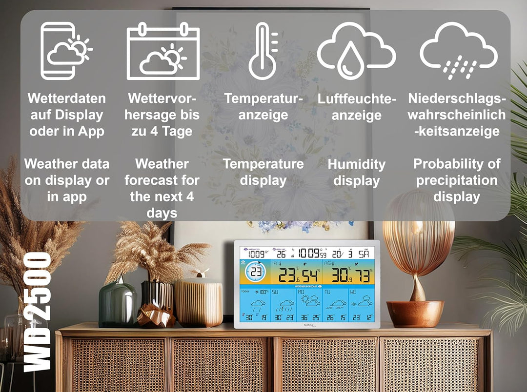 Technoline WD2500 XXL - alles rund ums Wetter auf dieser Station und via App auf dem Smartphone (iOS
