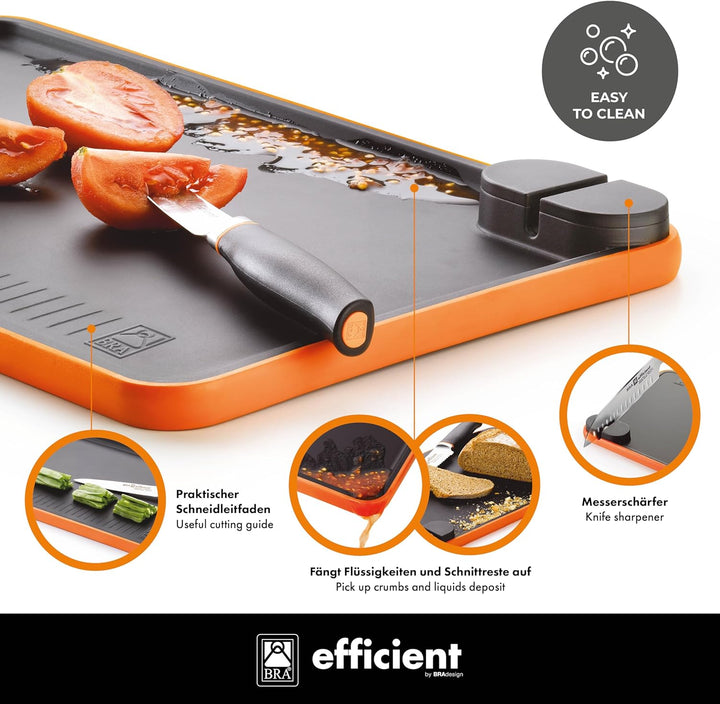 BRA Efficient | Set mit 3 effizienten Messern mit Schneidebrett