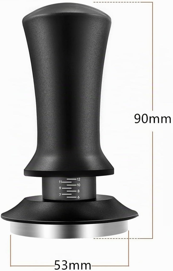 TRIXES Gefederter Kaffeestampfer mit Matte – verstellbarer Espresso-Tamper – Mattschwarz – Kaffeebrü