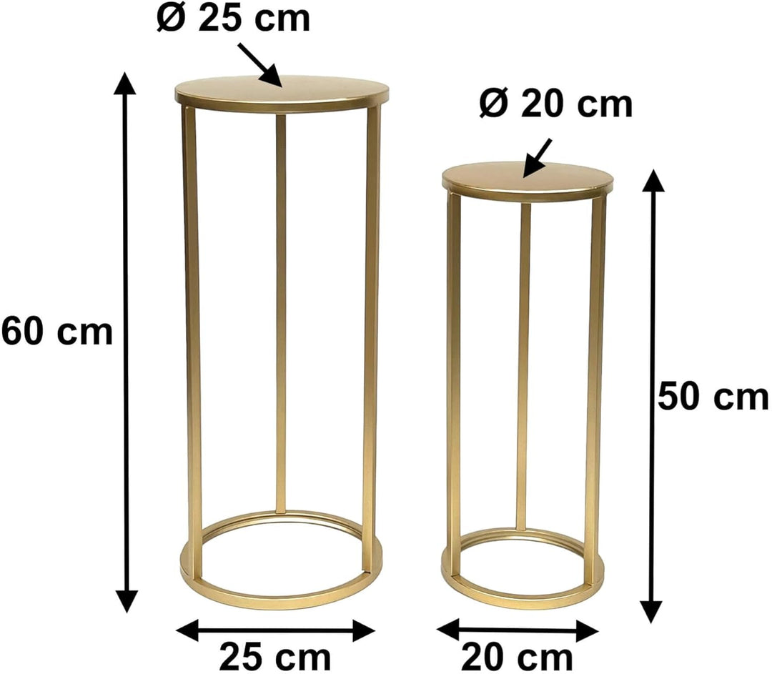 DanDiBo Blumenhocker Metall Gold Rund Blumenständer Beistelltisch 96510 2er Set Blumensäule Modern P