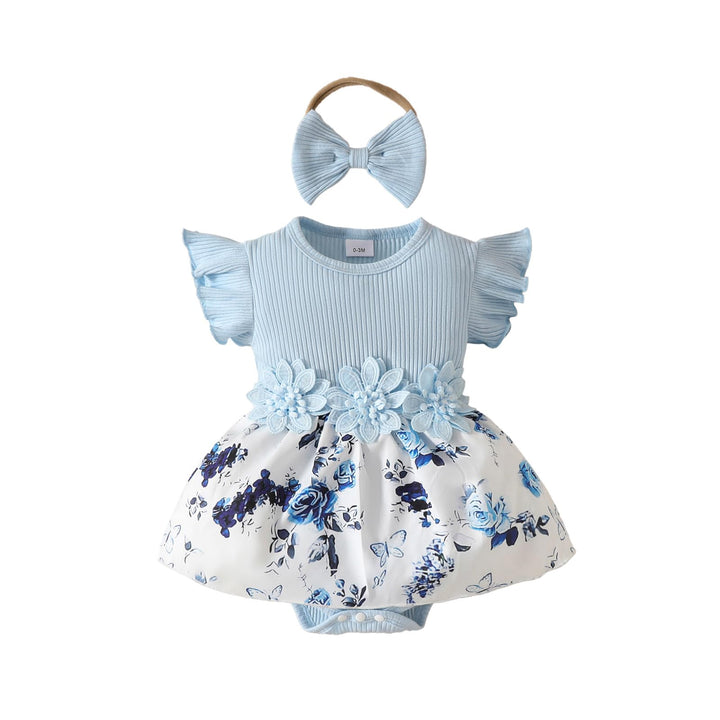 Neugeborenes Baby Mädchen Kleidung Sets Rüschen Kurzarm Tops Blumen Hosenträger Shorts mit Stirnband
