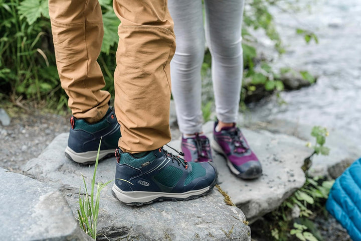 KEEN Unisex Kinder Wanduro Mid Waterproof Wanderstiefel 24 EU Fjord Blue Fuchsia Purple, 24 EU Fjord