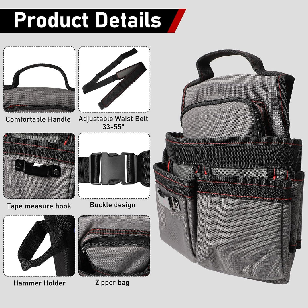 Werkzeuggürtel Herren, Magnetische Werkzeugtasche Gürtel mit 7 Taschen, Abnehmbare und Verstellbare
