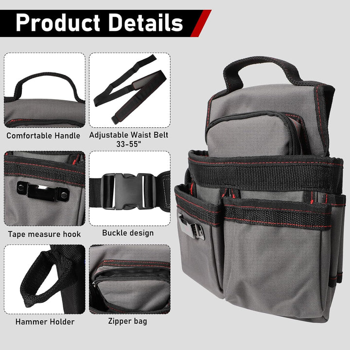 Werkzeuggürtel Herren, Magnetische Werkzeugtasche Gürtel mit 7 Taschen, Abnehmbare und Verstellbare