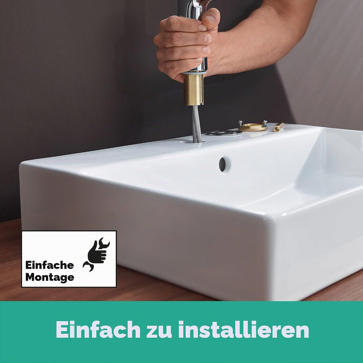 hansgrohe Wasserhahn Talis S (Armatur mit Auslauf Höhe 80mm und Push-Open Ablaufgarnitur) Chrom