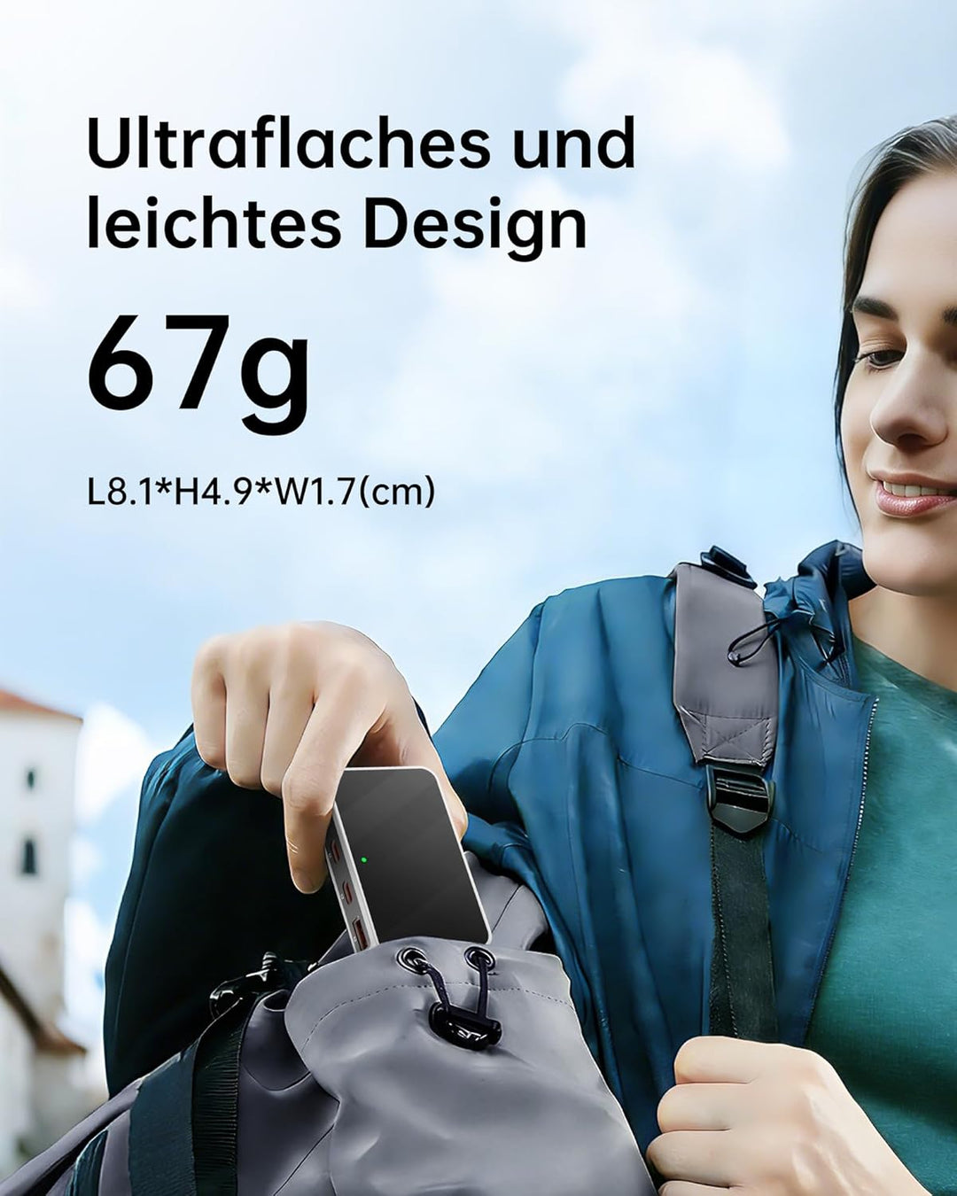 65W USB C Ladegerät Flach,USB Mehrfachstecker Ladestation mit 4 Ports,Reise Schnellladegerät USB C f