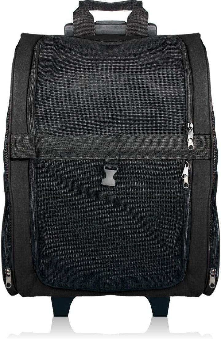 2IN1 Transporttasche mit Rollen bis 15kg Rucksack Trolley Hund Katze Hunderucksack Tasche (Schwarz),