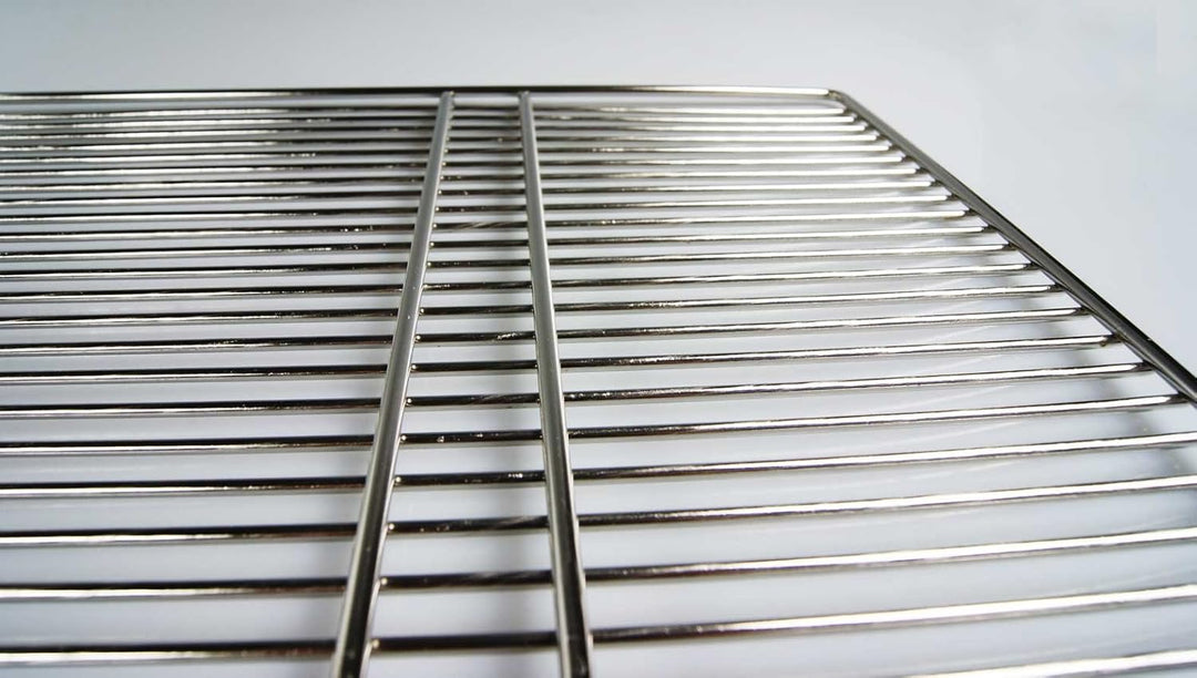 Edelstahl Grillrost 54 x 34 cm mit festen Handgriffen/nur 10 mm Lichter Stababstand ! für Grillkamin