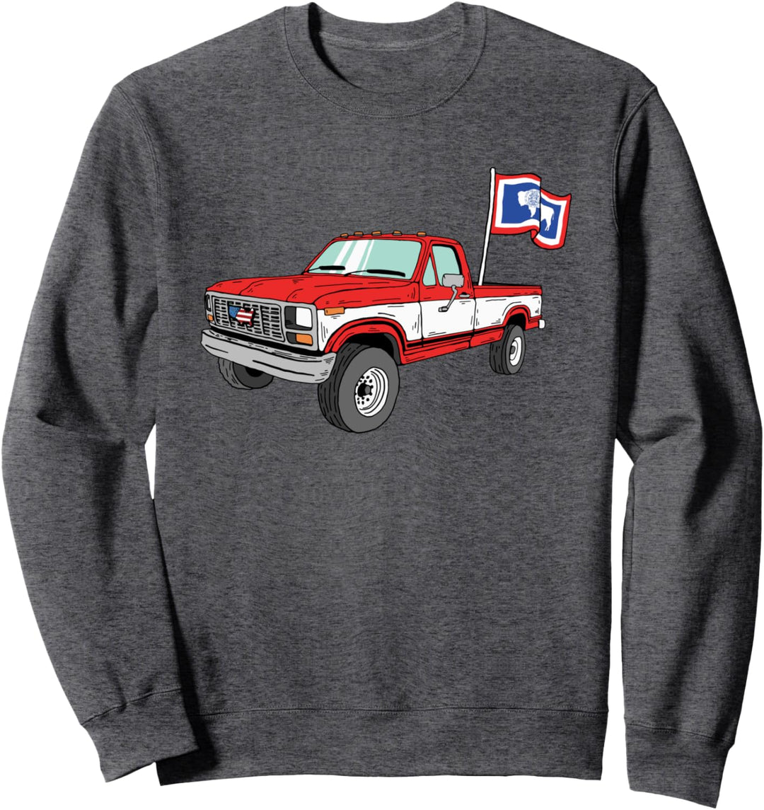 Vintage Truck & State Flag of Wyoming Minimalist Sweatshirt