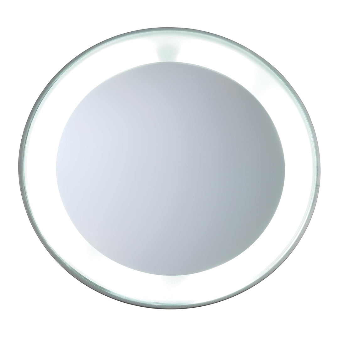 TWEEZERMAN Make-Up Spiegel LED 15-fach Vergrösserungsspiegel mit Saugnäpfen zum Befestigen Ø 10,5 cm