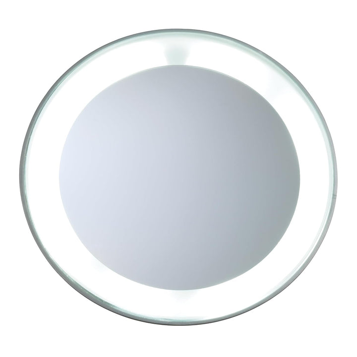 TWEEZERMAN Make-Up Spiegel LED 15-fach Vergrösserungsspiegel mit Saugnäpfen zum Befestigen Ø 10,5 cm