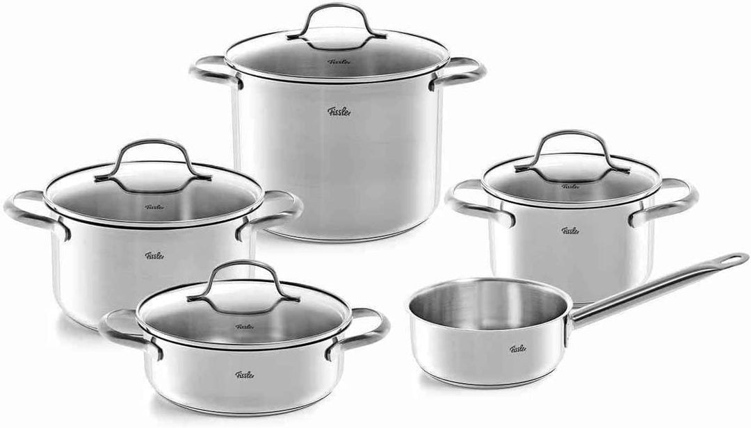 Fissler San Francisco / Edelstahl-Topfset, 5-teilig, Töpfe mit Glas-Deckel, Induktion, alle Herdarte
