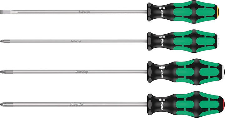 Wera 5347736002 335/350/355/4 Schraubendrehersatz Kraftform Plus Lasertip mit 200 mm langen Klingen,