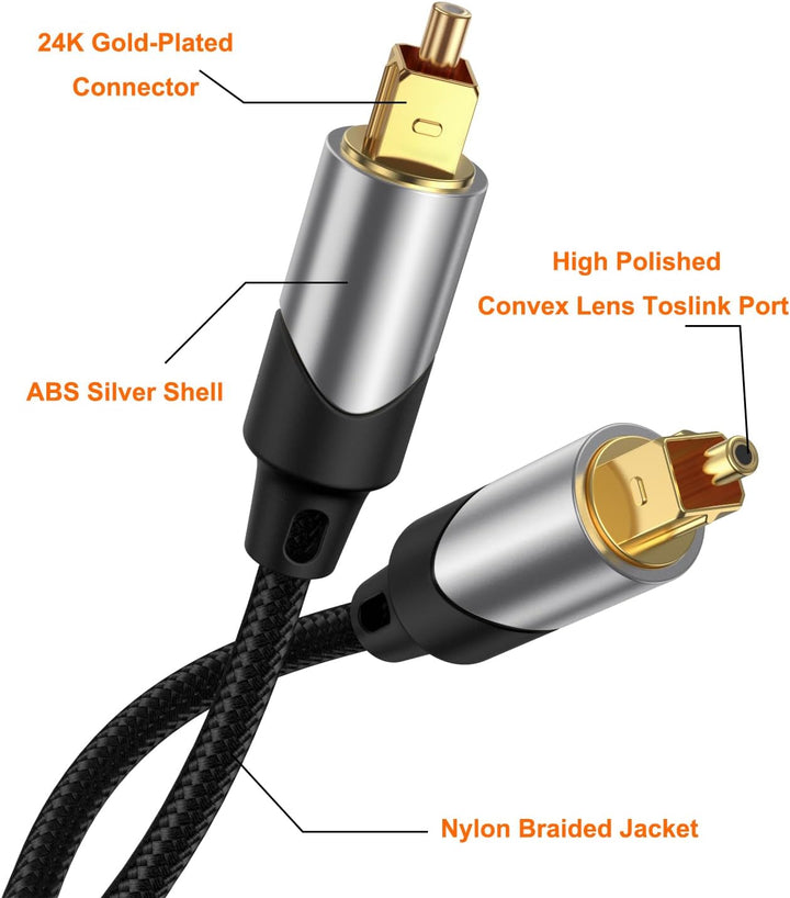 CableCreation Optical Audio Cable, 25FT Toslink Male SPDIF Cable with Nylon Braided Fiber Optic Cord