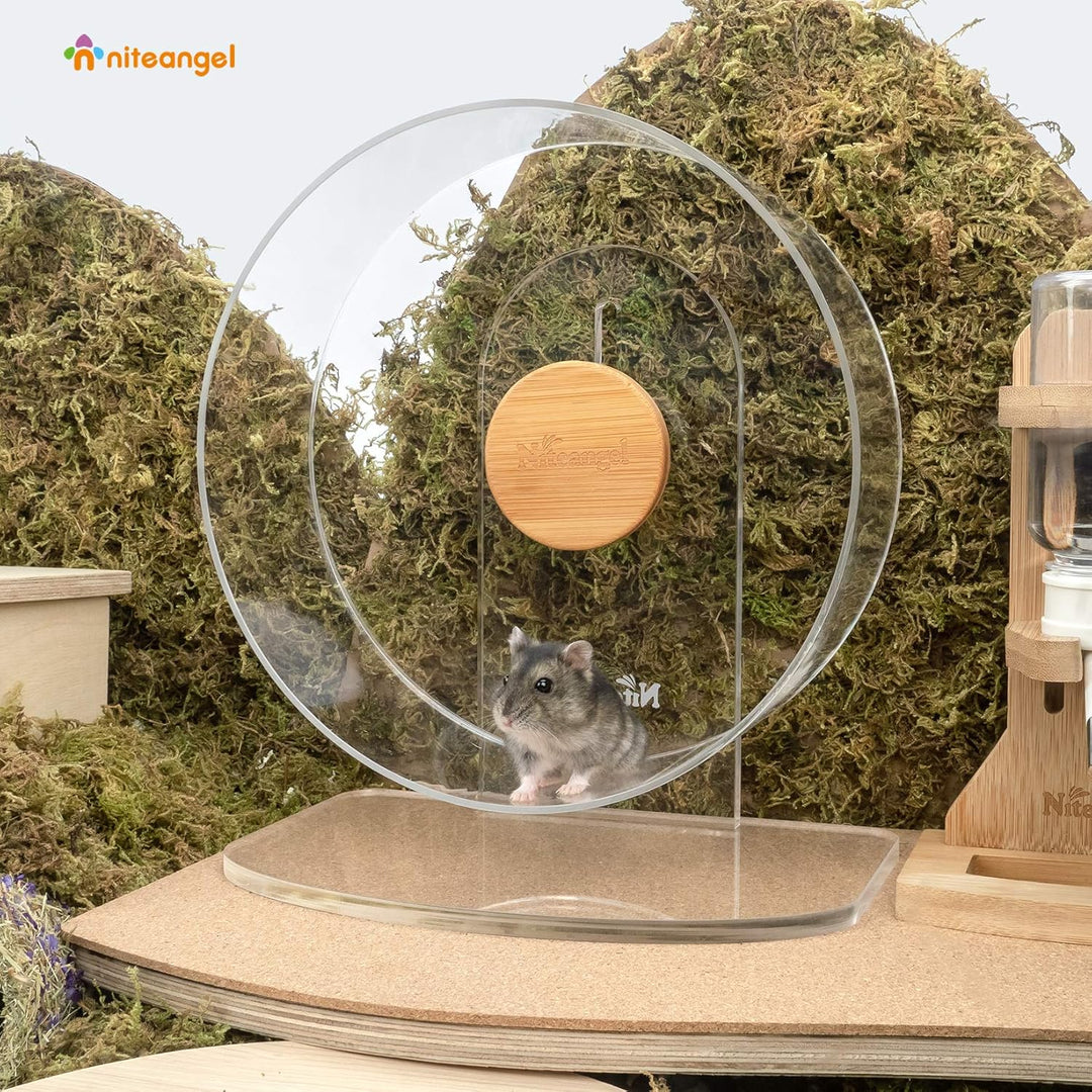 Niteangel Leises Hamsterrad - Geräuscharmes Spinning Acryl Hamsterrad mit Doppel-Lagerung für Hamste