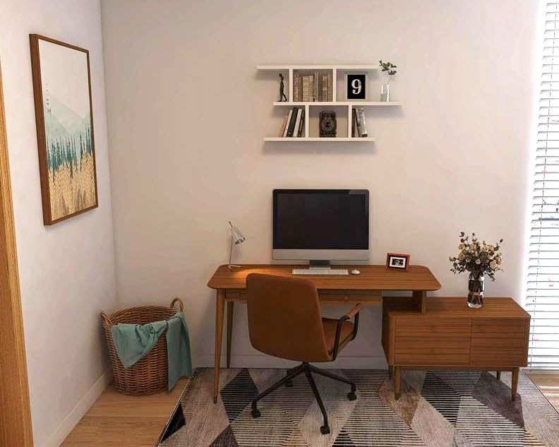 KUBUTKU Dekorativ Wandregal mit 2 Böden 100x45x18 Design Skandinavischer Modern für Wohnzimmer Küche