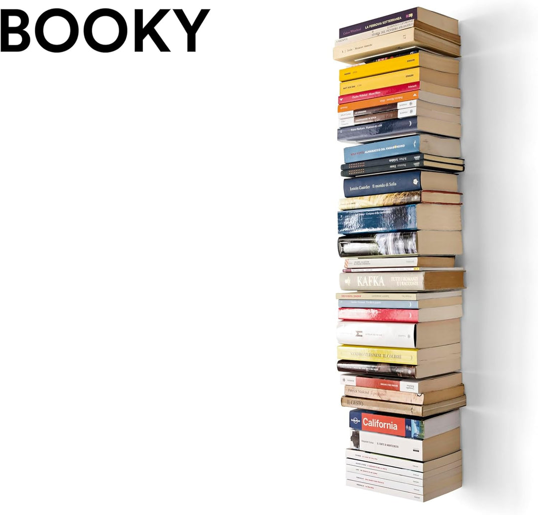 home3000 Bis 80 Bücher - 4 weisse unsichtbare Bücherregale - bis zu 200 cm schwebende Bücherstapel -