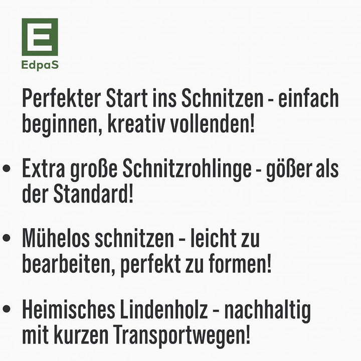 EdpaS Schnitzrohlinge gross aus Lindenholz Tierfiguren Bär Spatz und Dala Pferd - Schnitzholz, Holzr