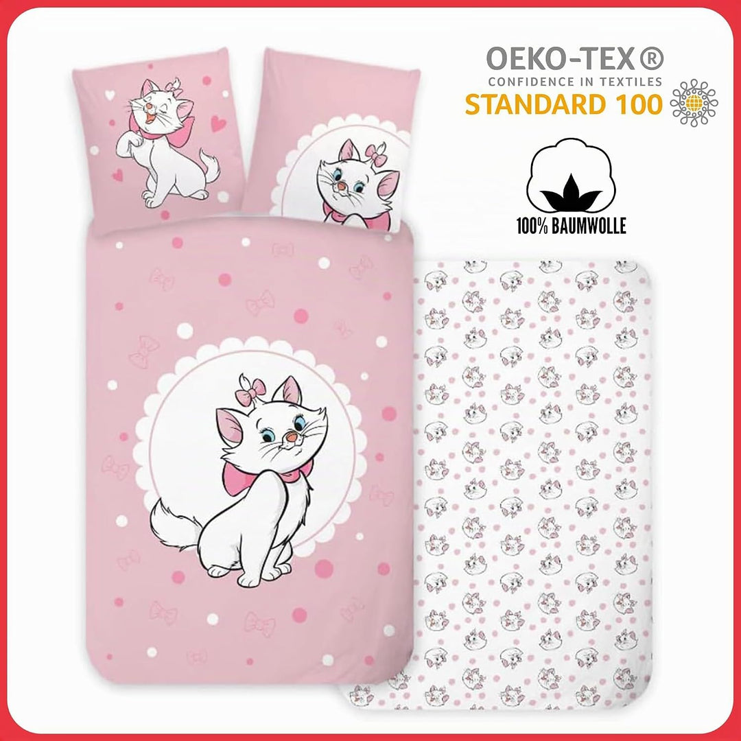 Disney Aristocats Marie Katzenbett Grösse Bettwäsche-Set | Bettbezug 100x135 cm + Kissenbezug 40x60
