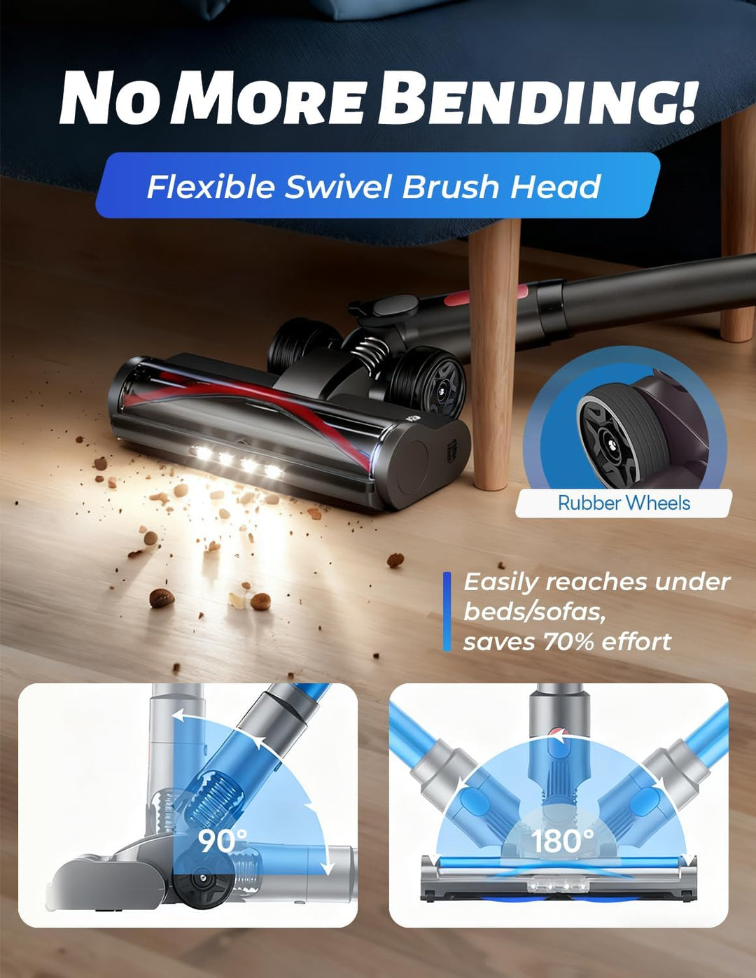 Bürste Ersatzteile mit 4 LED Stauberkennung Kompatibel mit Dyson V7, V8, V10, V11, V15 Staubsauger,F