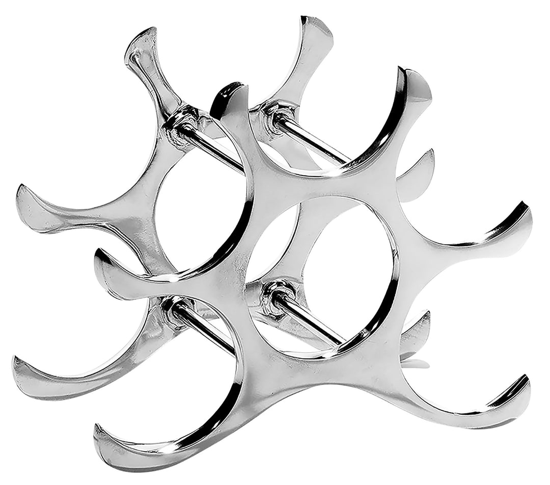 Kobolo Weinregal Flaschenhalter Circle - Metall poliert - Silber - für 6 Flaschen