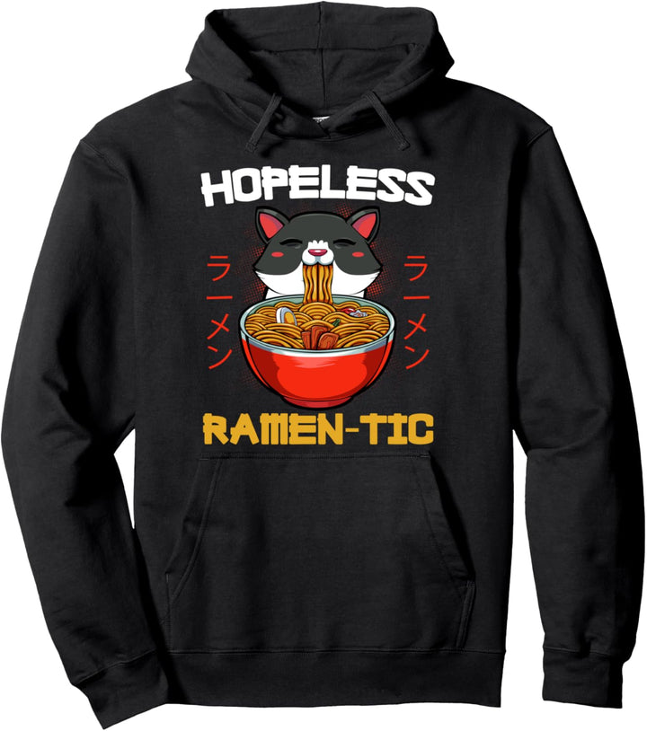 Hopeless Ramen Tic Kanji Soba Udon Somen Katze Tier Kawaii Pullover Hoodie