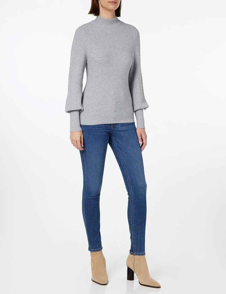 ONLY Damen Onllesly L/S Ballon Ex KNT Pullover Sweater S Light Grey Melange, S Light Grey Melange