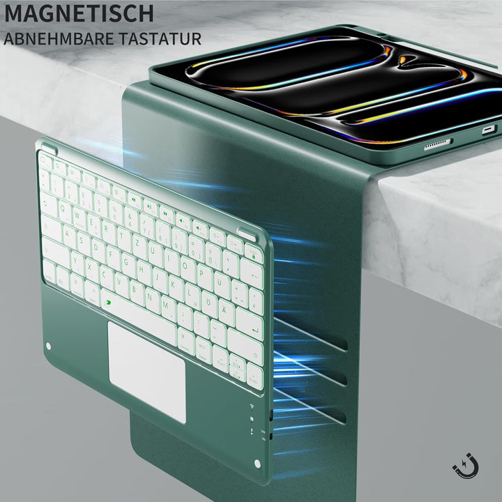 Vobafe Hülle mit Tastatur für iPad Pro 13 Zoll M5/M4 (2025/2024), Multi-Touch Trackpad Hochwertige P